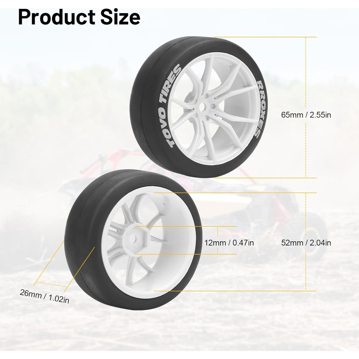 Neumáticos y Ruedas de Drift RC Daitoku 1/10 65mm Blanco
