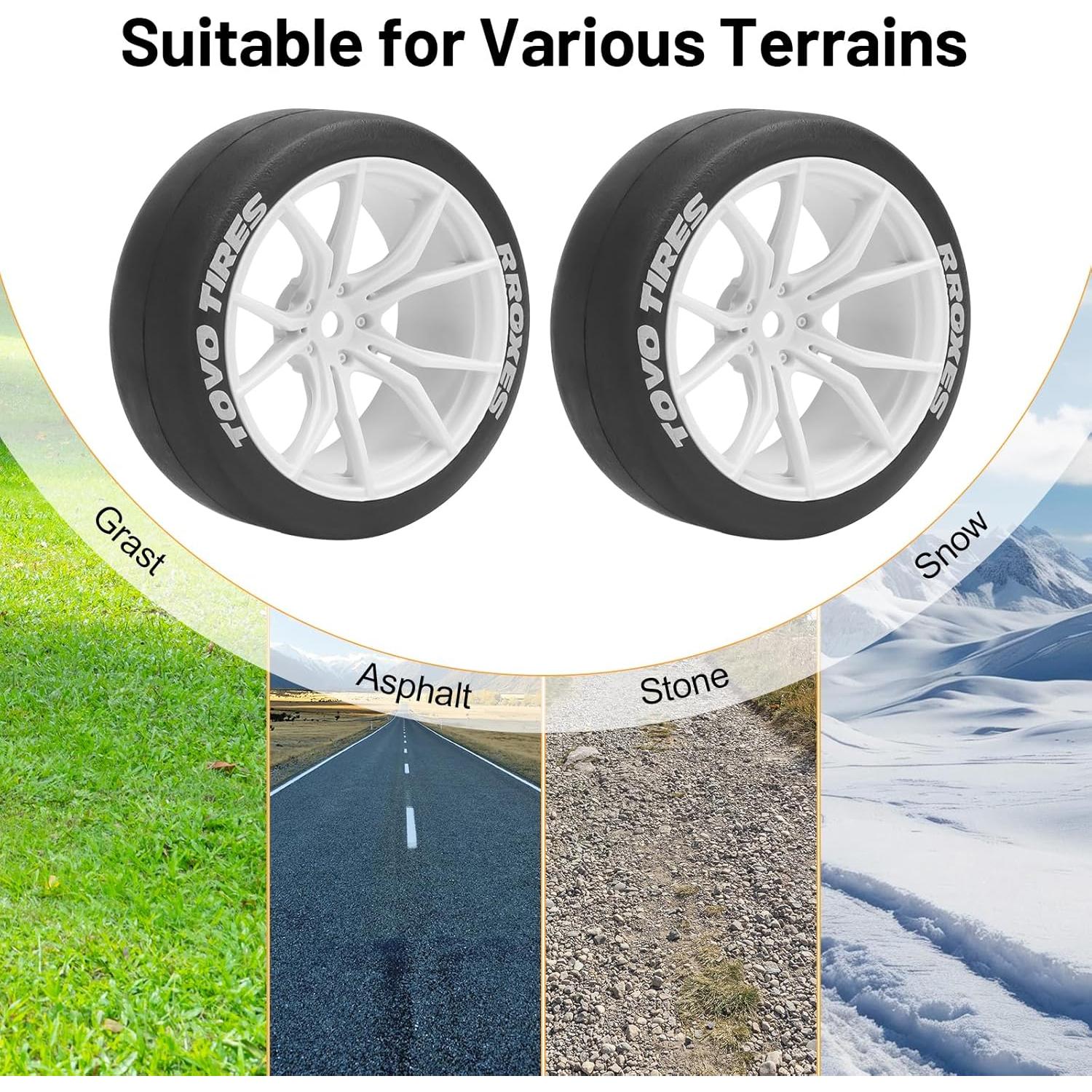 Neumáticos y Ruedas de Drift RC Daitoku 1/10 65mm Blanco