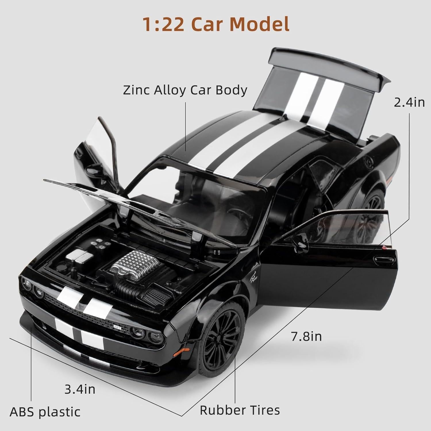 Coche de Juguete Dodge Challenger SRT Negro 1:22 con Sonido