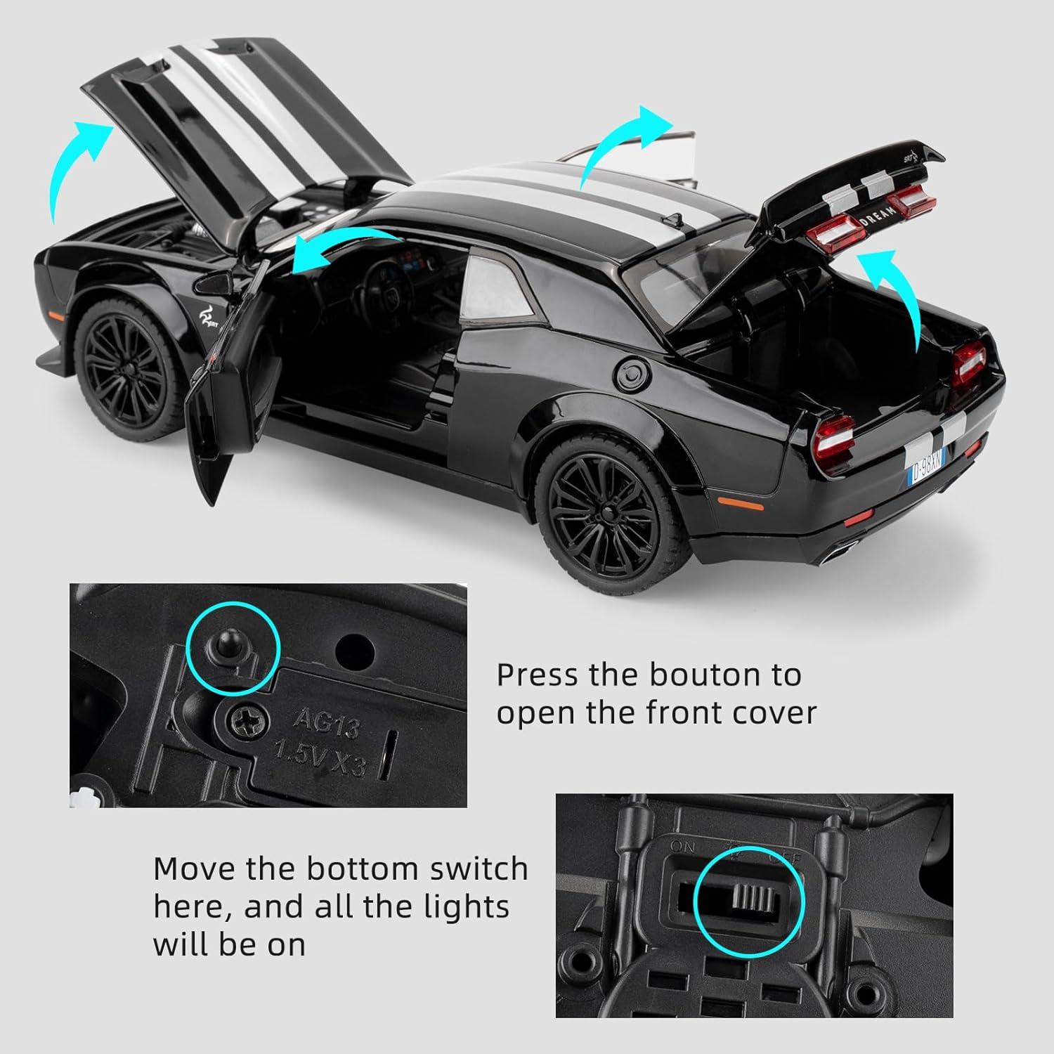 Coche de Juguete Dodge Challenger SRT Negro 1:22 con Sonido