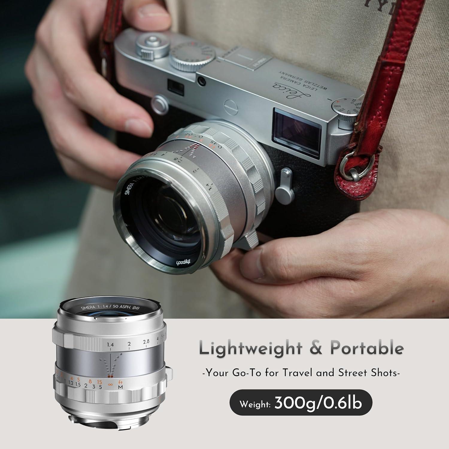 Lente Thypoch Simera 50mm F1.4 M Mount para Leica - Plata