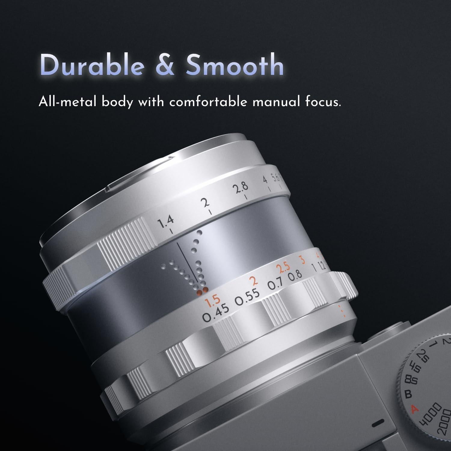 Lente Thypoch Simera 50mm F1.4 M Mount para Leica - Plata