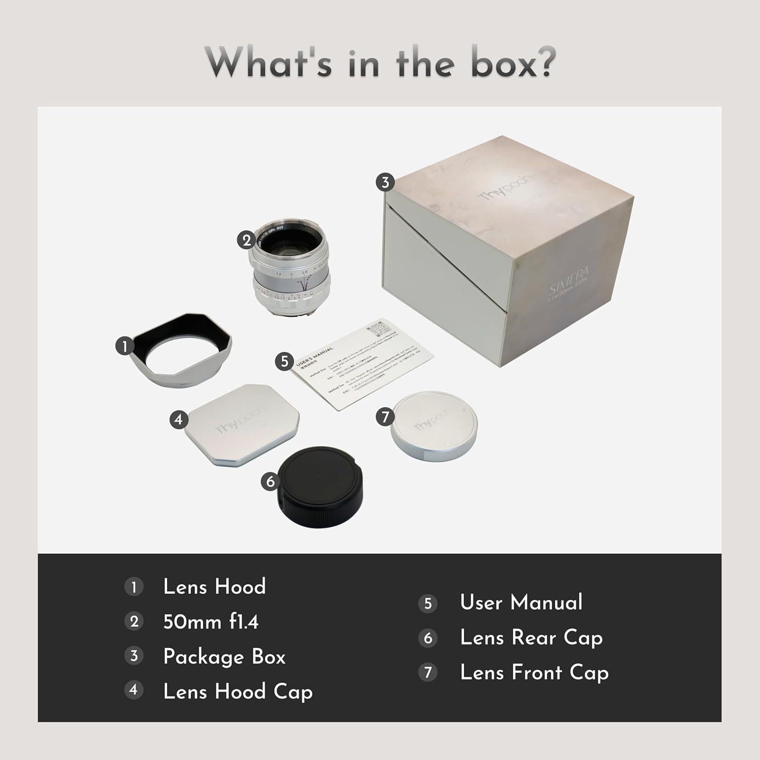 Lente Thypoch Simera 50mm F1.4 M Mount para Leica - Plata