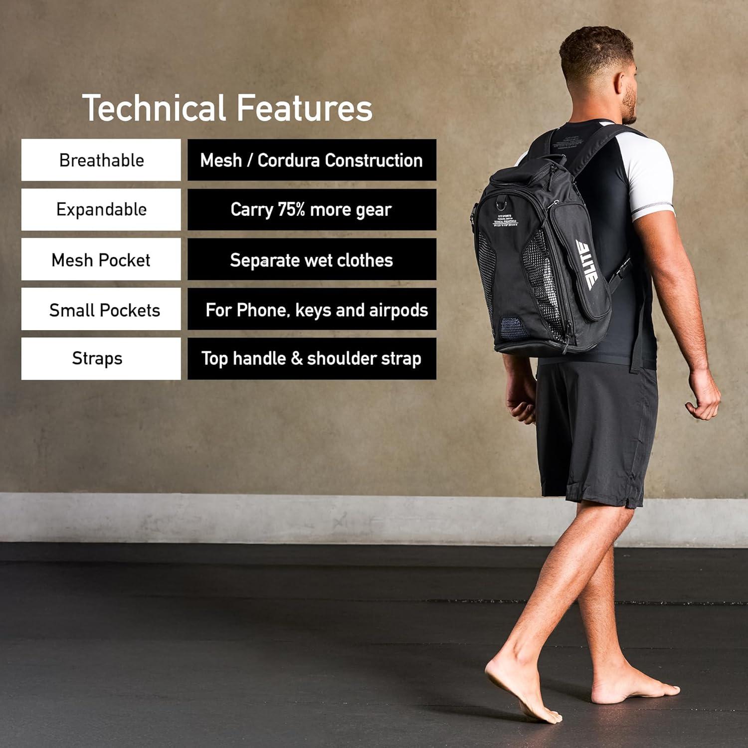 Bolsa de gimnasio expandible Elite Sports BJJ MMA 42x31cm