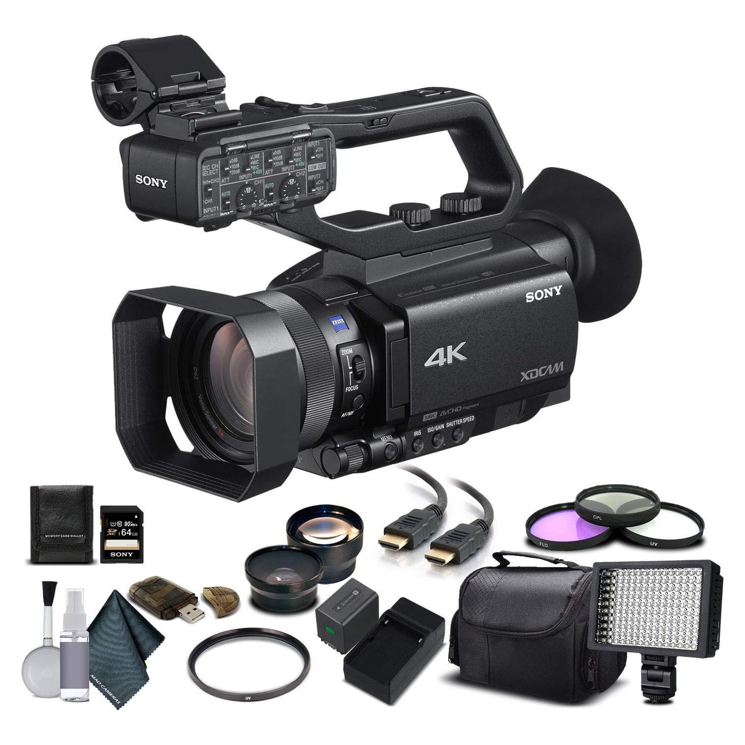 Sony PXW-Z90V 4K HDR XDCAM with Fast Hybrid AF(PXW-Z90V) with 64GB Memory Card, Extra Battery and Charger, UV Filter, LED Light, Case, Telephoto Lens, Wide Angle Lens, More - Advanced (Renewed)