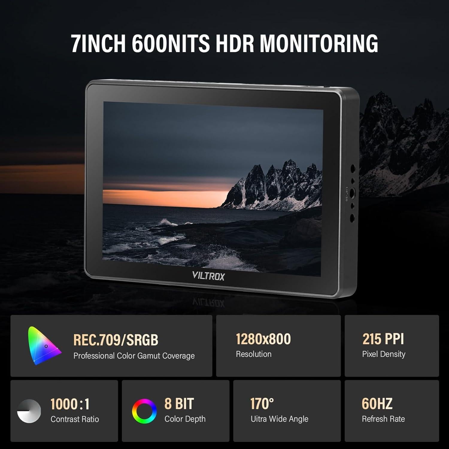 Monitor de Campo VILTROX DC-L2 7" HDMI 3G-SDI 4K Táctil