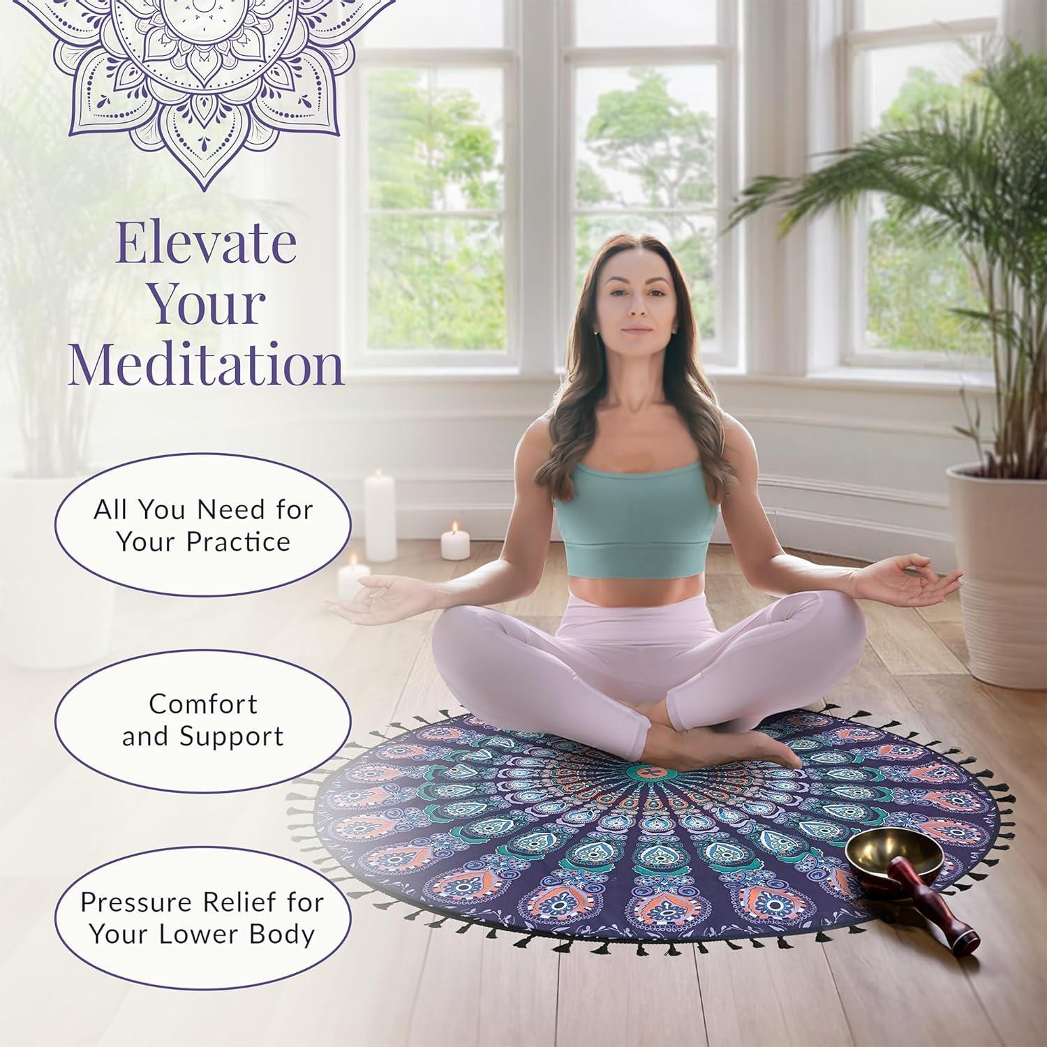 Alfombra de Meditación Aila Wellbeing Redonda 81 cm Microfibra Verde