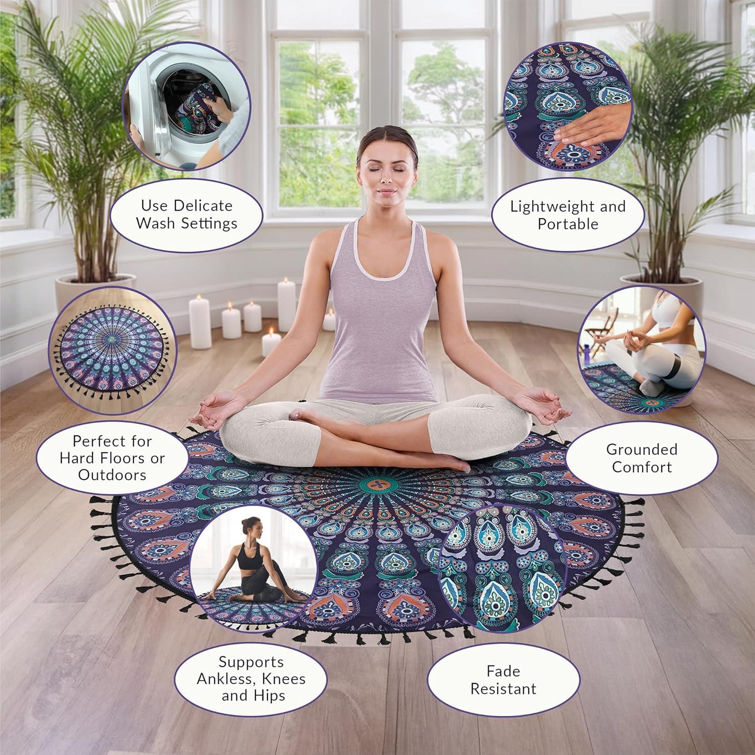 Alfombra de Meditación Aila Wellbeing Redonda 81 cm Microfibra Verde