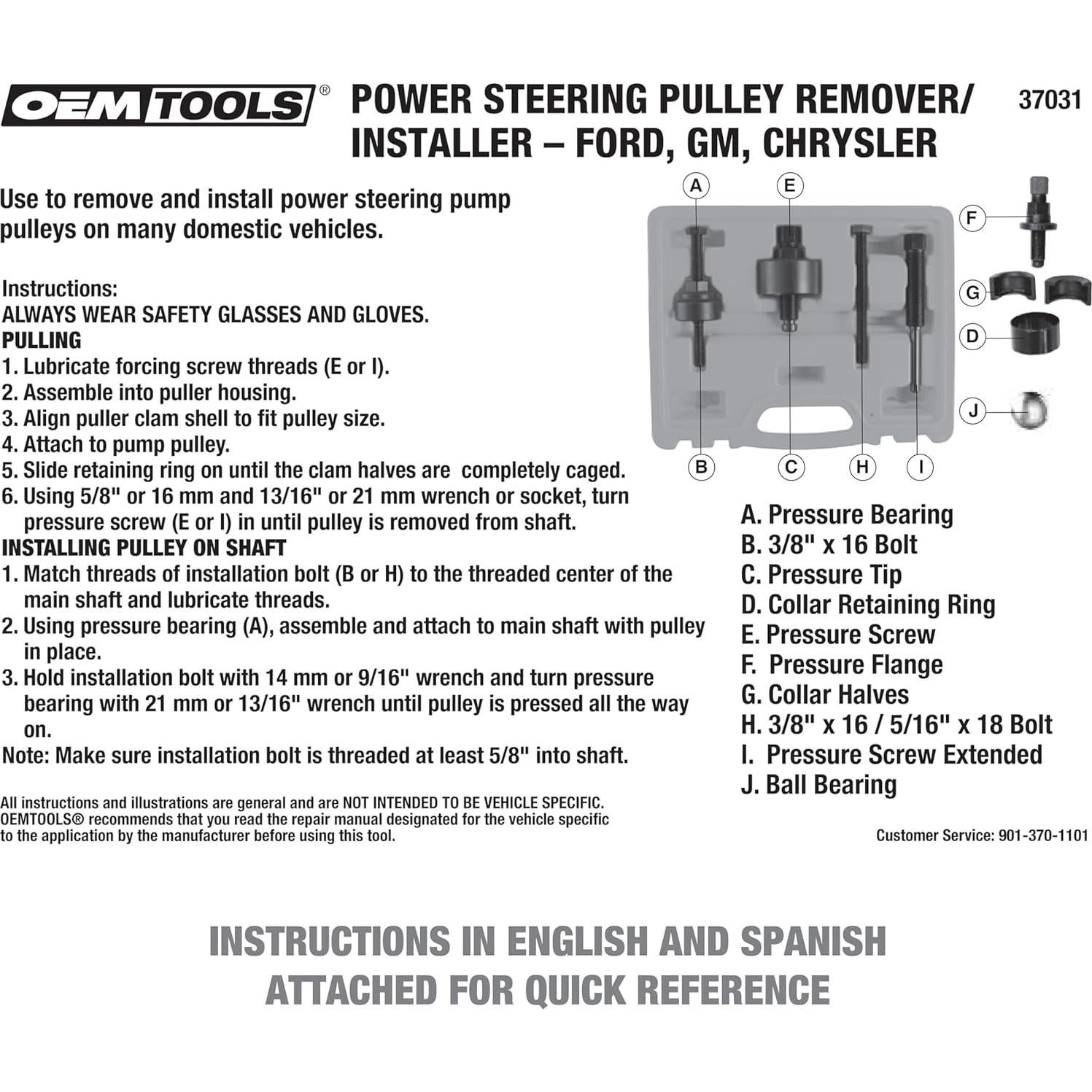 Kit Extractor e Instalador de Poleas OEMTOOLS 37031