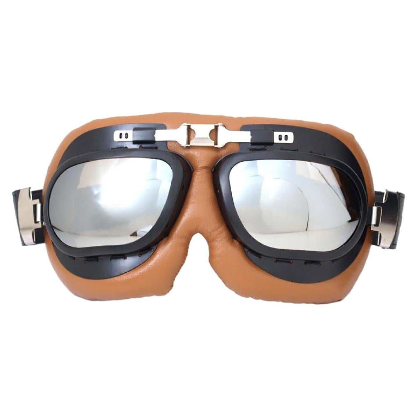 Gafas de Motocicleta CRG Sports Vintage UV 100% Lente Plateada
