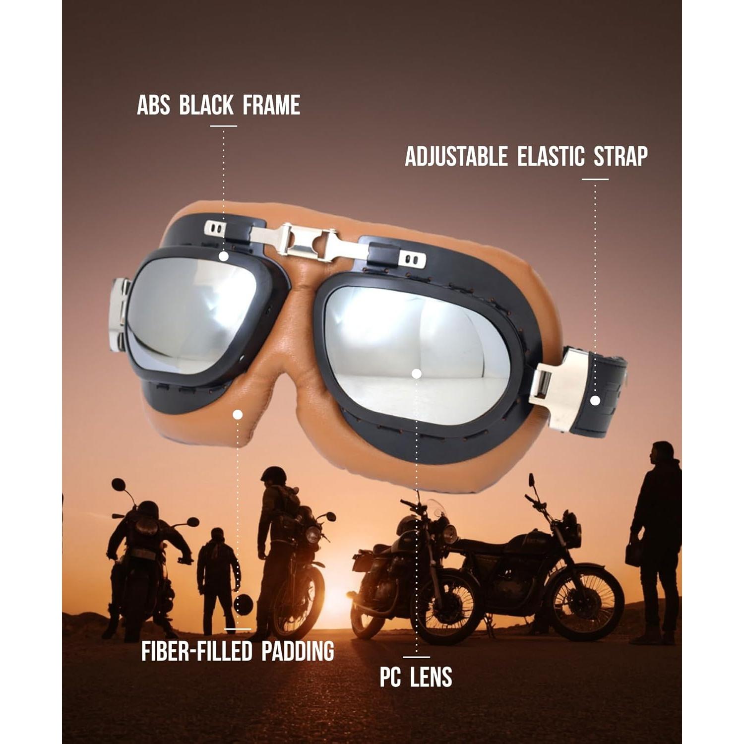 Gafas de Motocicleta CRG Sports Vintage UV 100% Lente Plateada