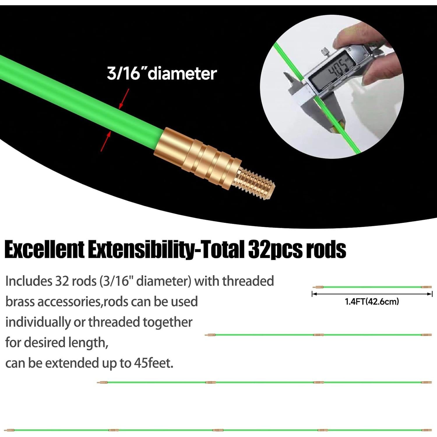 Cables de Fibra de Vidrio FTIHTRY 13,7m Kit con Accesorios