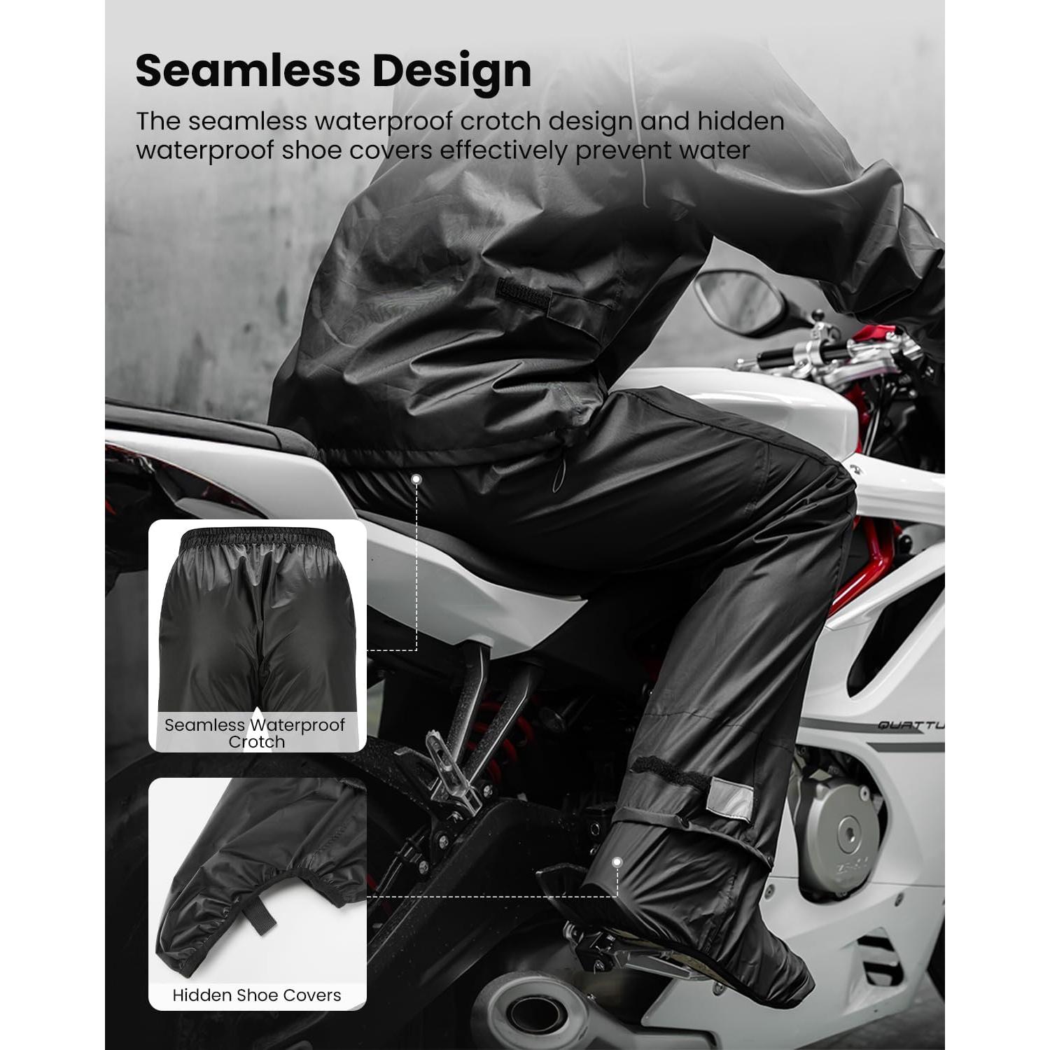 Traje de Lluvia para Motocicleta ILM RS03 Hombre 2 Piezas Negro