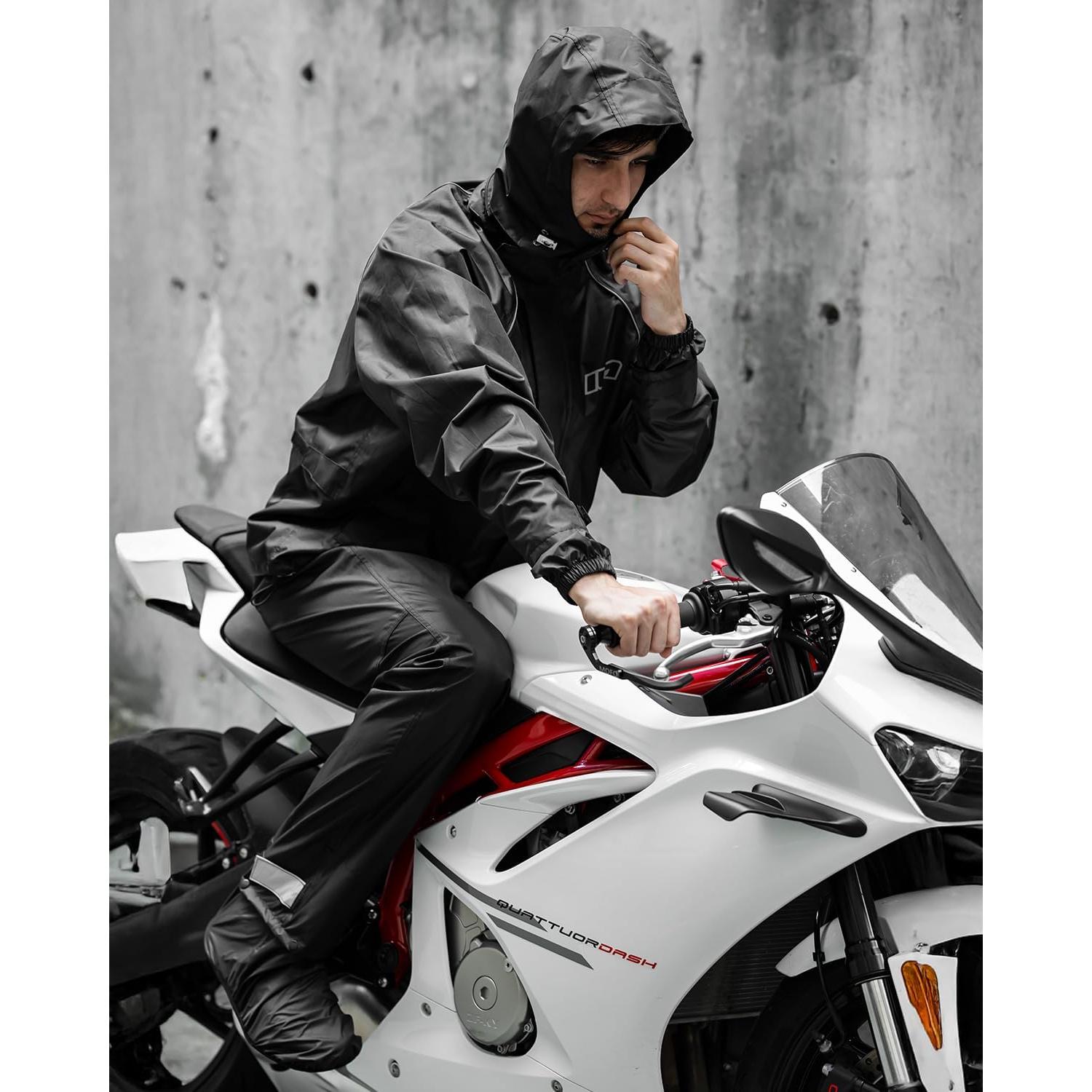 Traje de Lluvia para Motocicleta ILM RS03 Hombre 2 Piezas Negro
