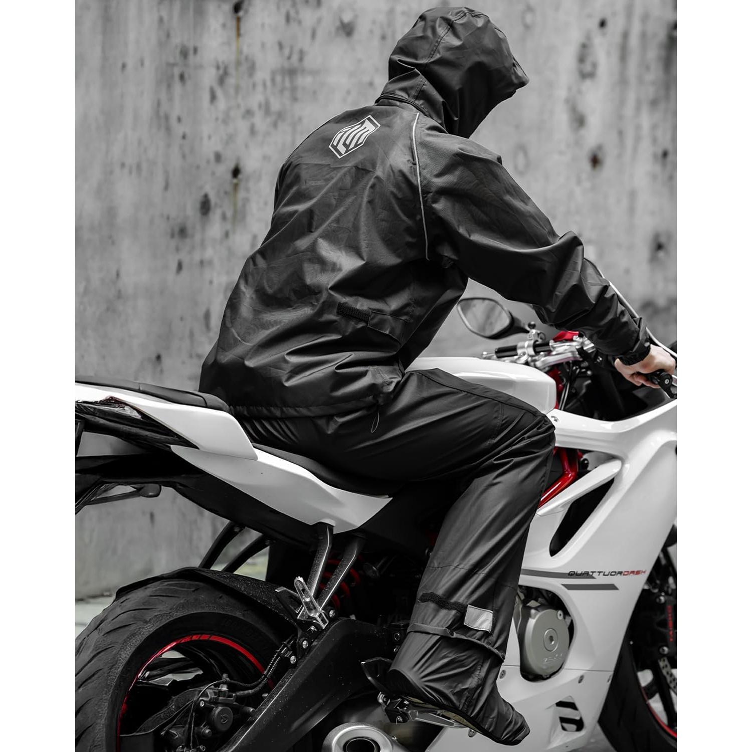 Traje de Lluvia para Motocicleta ILM RS03 Hombre 2 Piezas Negro