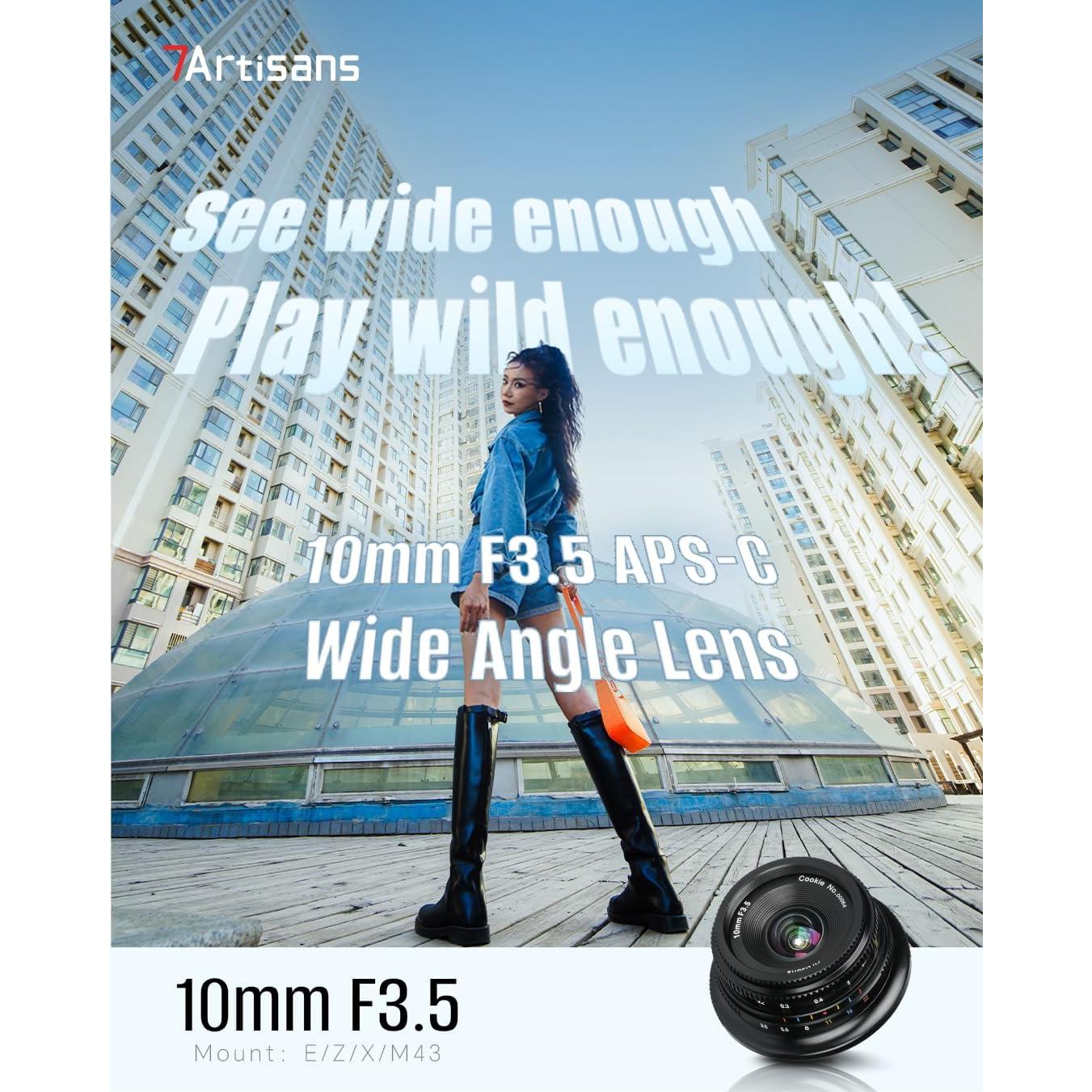 Lente Gran Angular 7artisans 10mm F3.5 para Fuji X