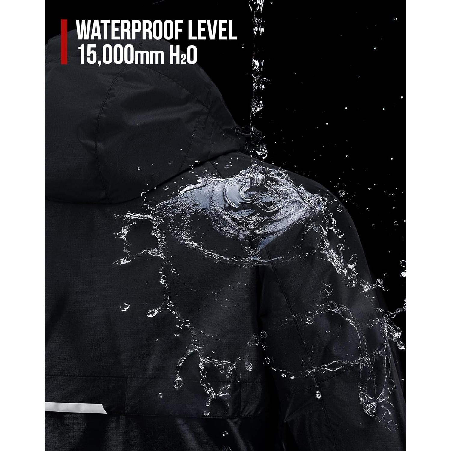 Traje de Lluvia Impermeable RIDEIRON para Motocicleta Grande Negro