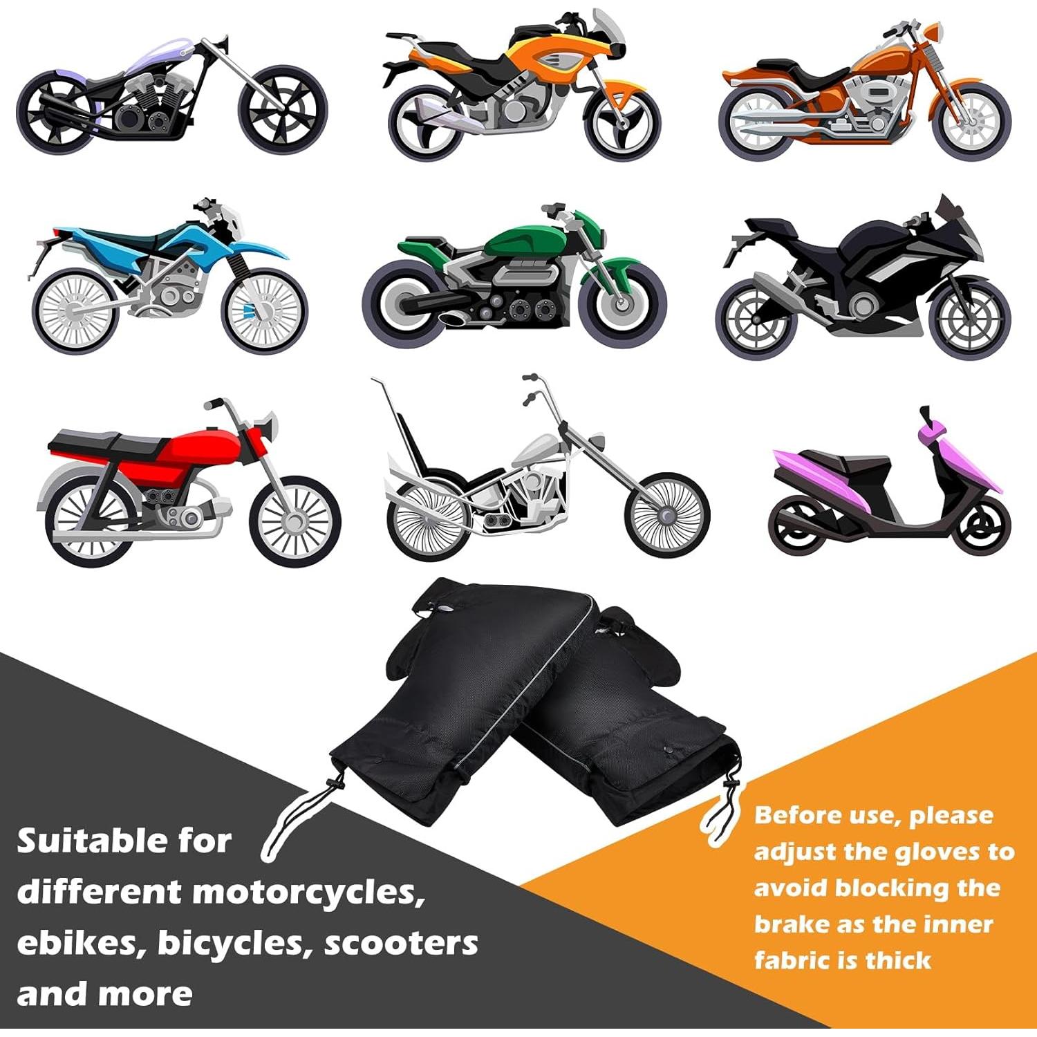 Guantes de Manillar para Motocicleta Hanaive - 2 Juegos Impermeables