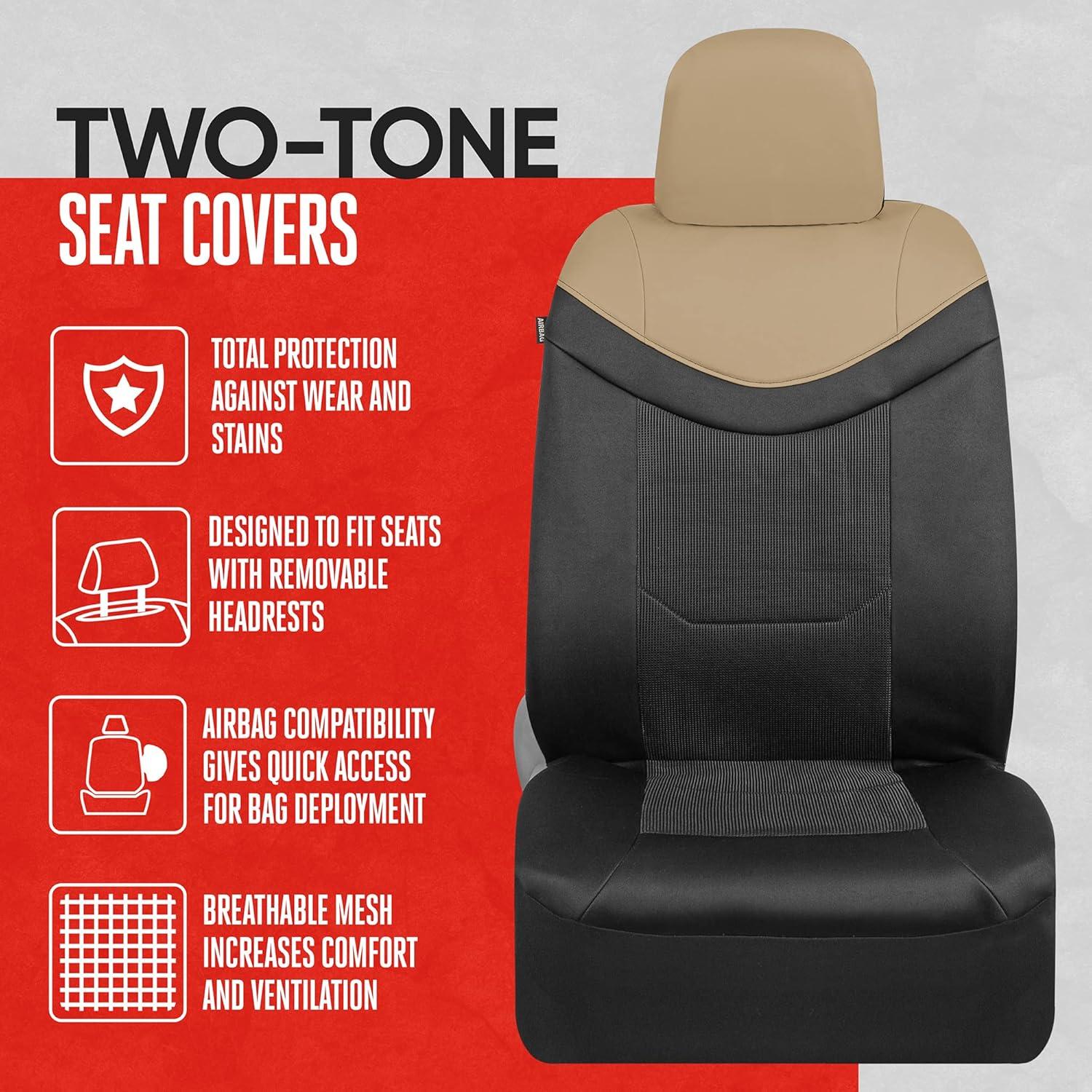 Fundas de Asiento Delanteras Motor Trend LuxeSport Beige