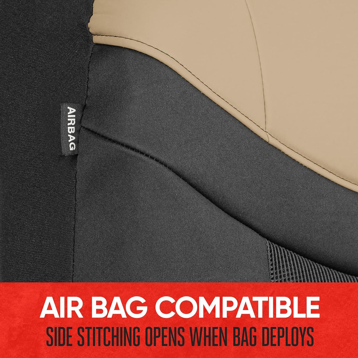 Fundas de Asiento Delanteras Motor Trend LuxeSport Beige