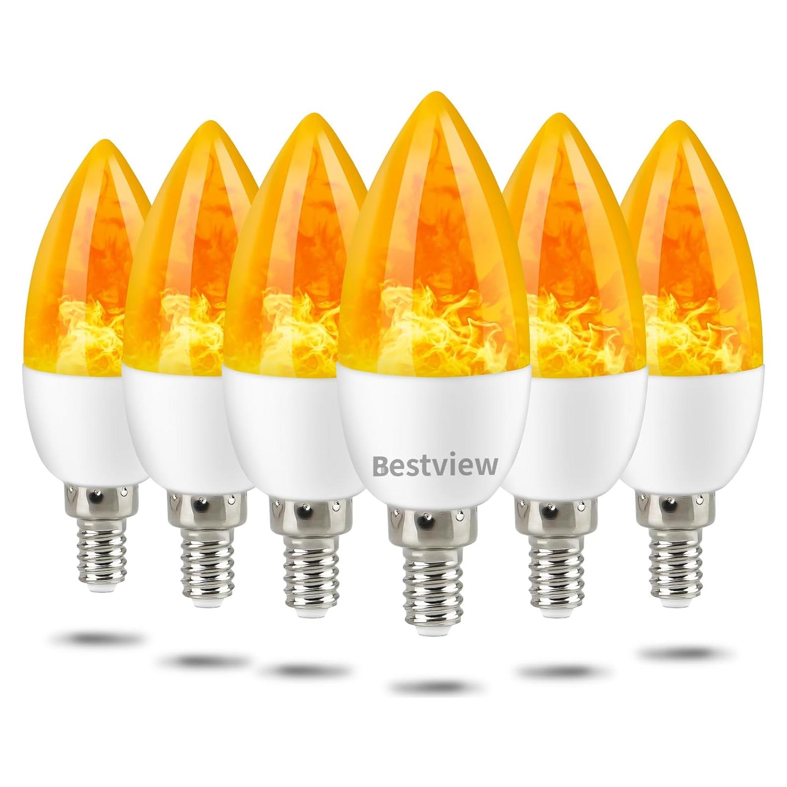 Bombillas LED E12 Bestview Efecto Llama 3 Modos - Paquete de 6