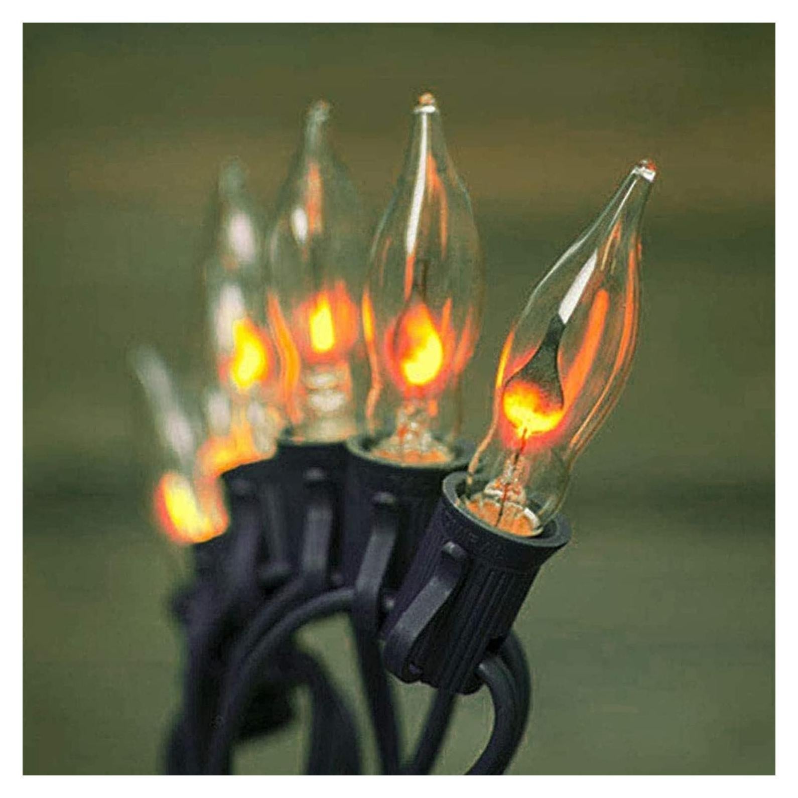 Luces de Cuerda de Llama Parpadeante C18 10FT Negro 1W E12