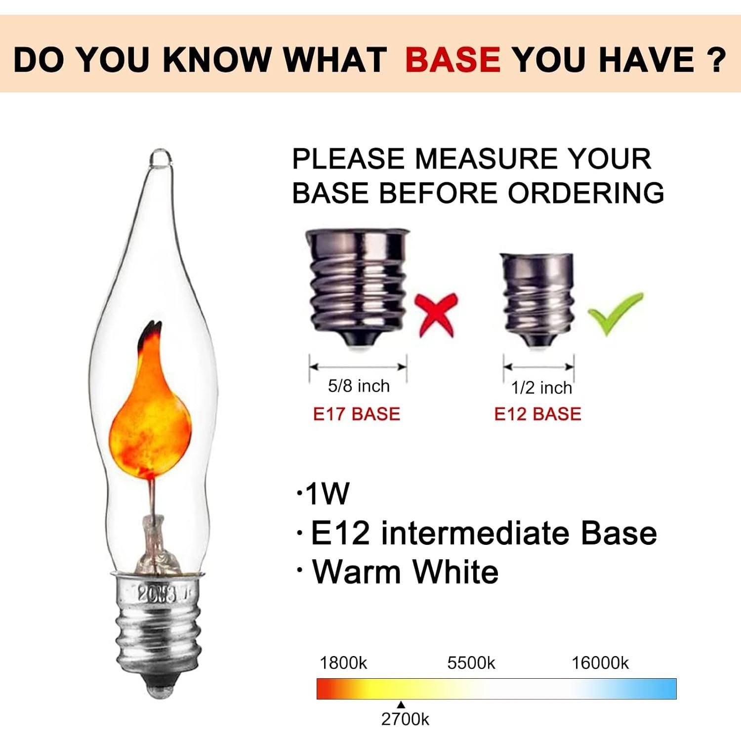 Luces de Cuerda de Llama Parpadeante C18 10FT Negro 1W E12