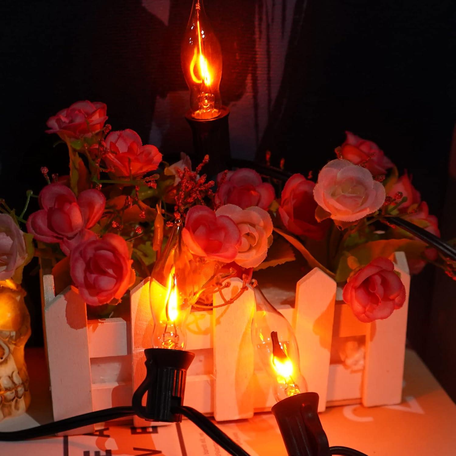 Luces de Cuerda de Llama Parpadeante C18 10FT Negro 1W E12