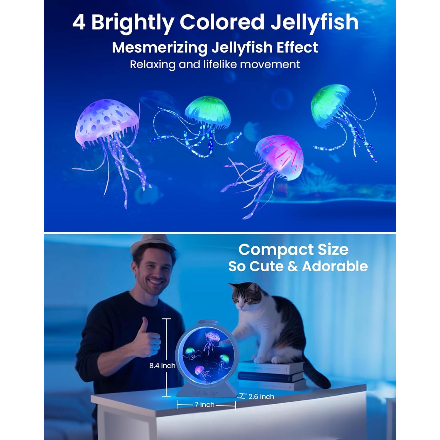 Lámpara de Medusas Eyesound B4, Acuario Colorido 7 Tonos