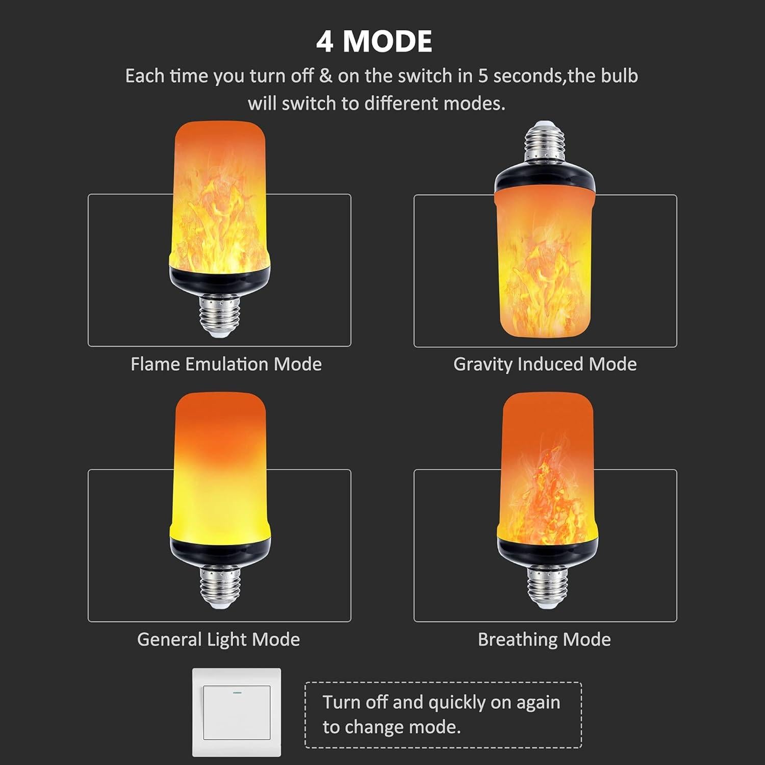Bombilla LED Efecto Llama Lpraer - 4 Modos, 14cm, 299g