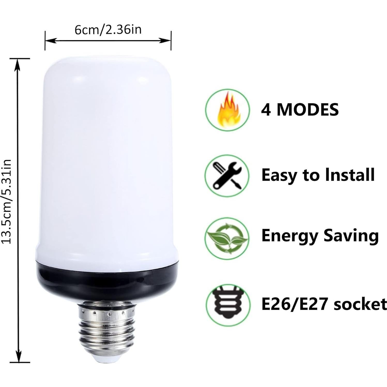Bombilla LED Efecto Llama Lpraer - 4 Modos, 14cm, 299g