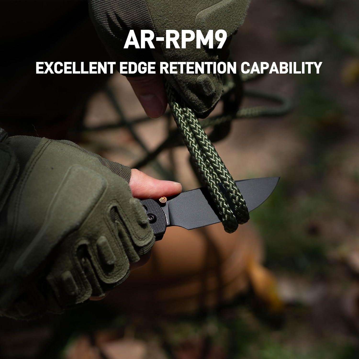 Cuchillo Plegable CJRB Bolt 3.25" Acero AR-RPM9 Mango G10 Negro