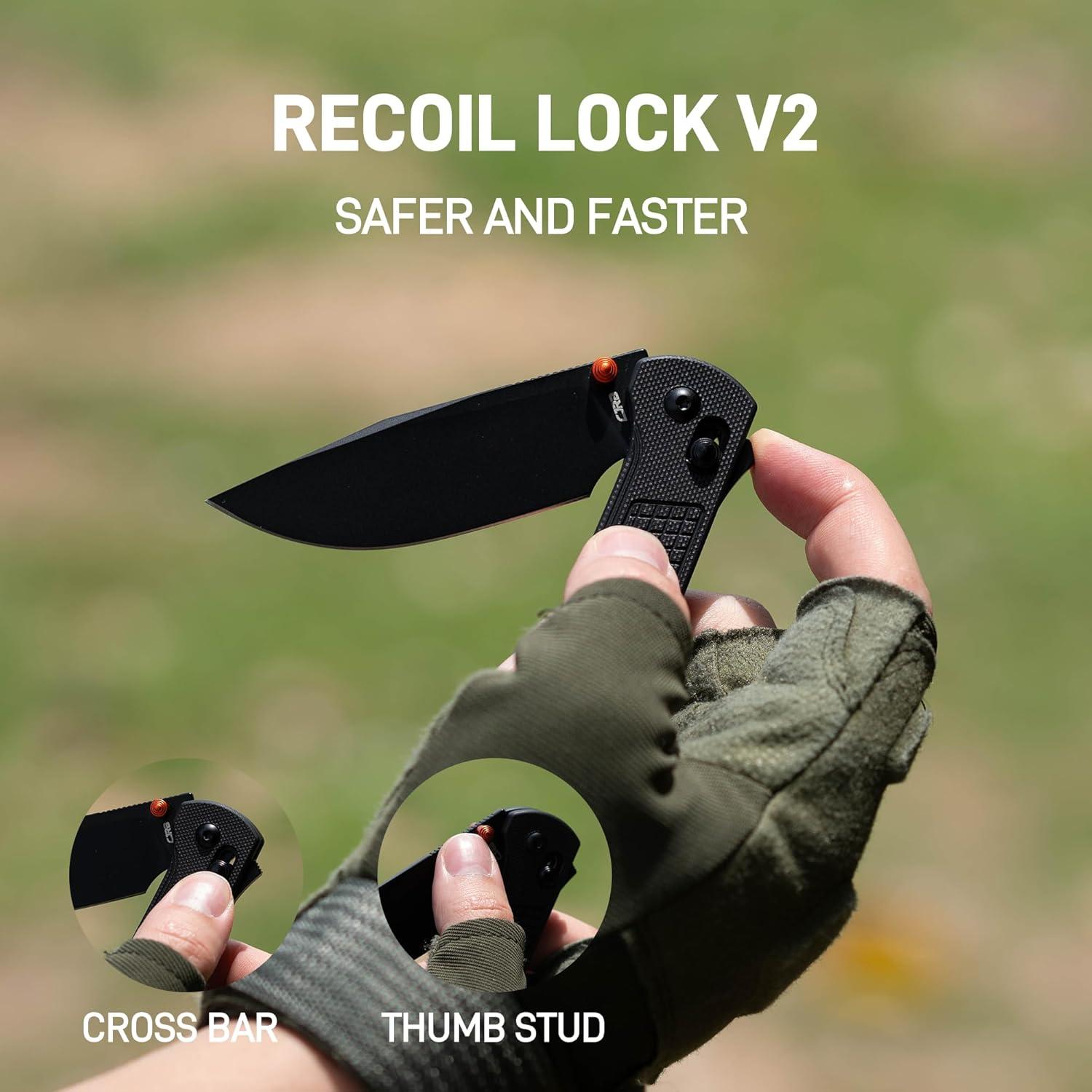 Cuchillo Plegable CJRB Bolt 3.25" Acero AR-RPM9 Mango G10 Negro