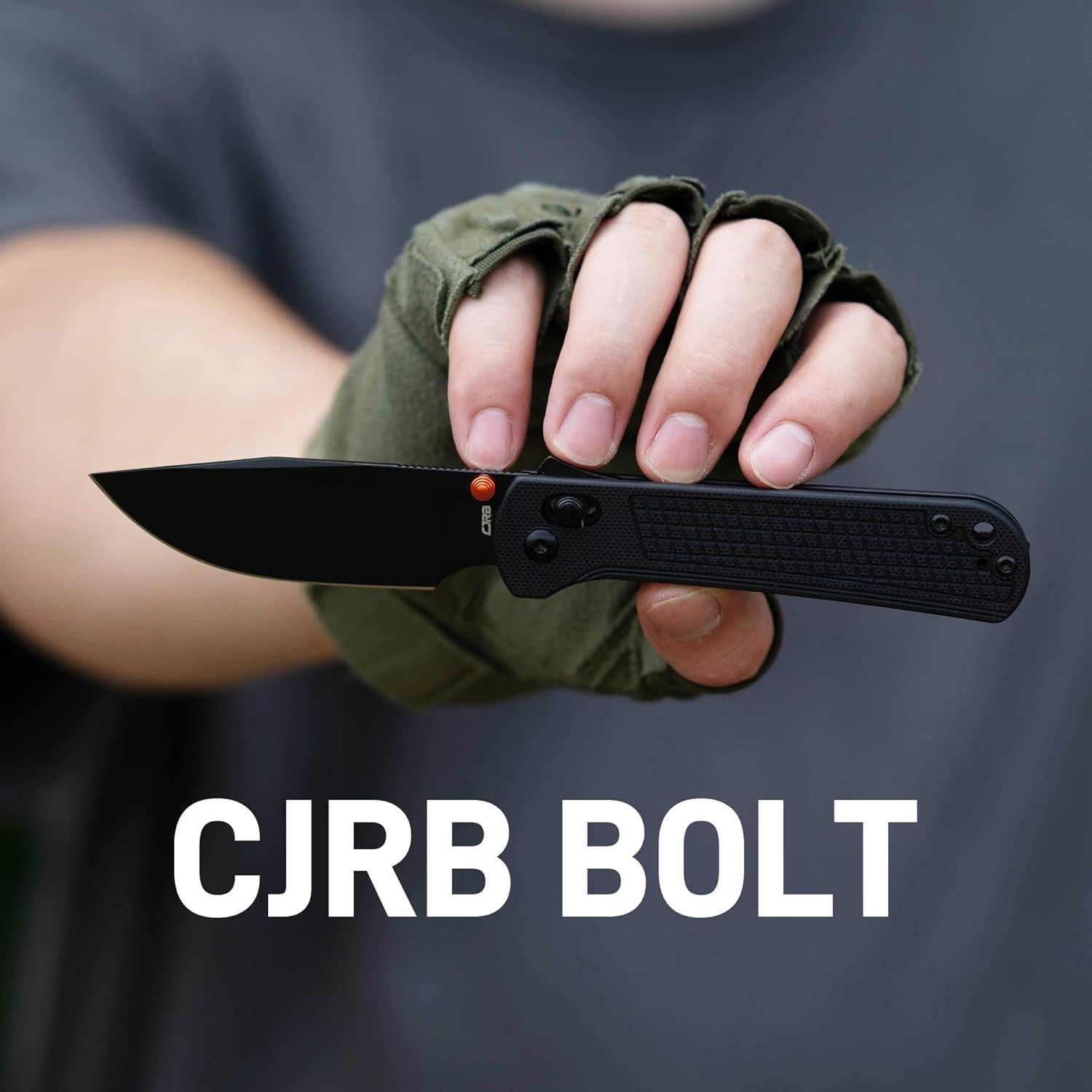 Cuchillo Plegable CJRB Bolt 3.25" Acero AR-RPM9 Mango G10 Negro