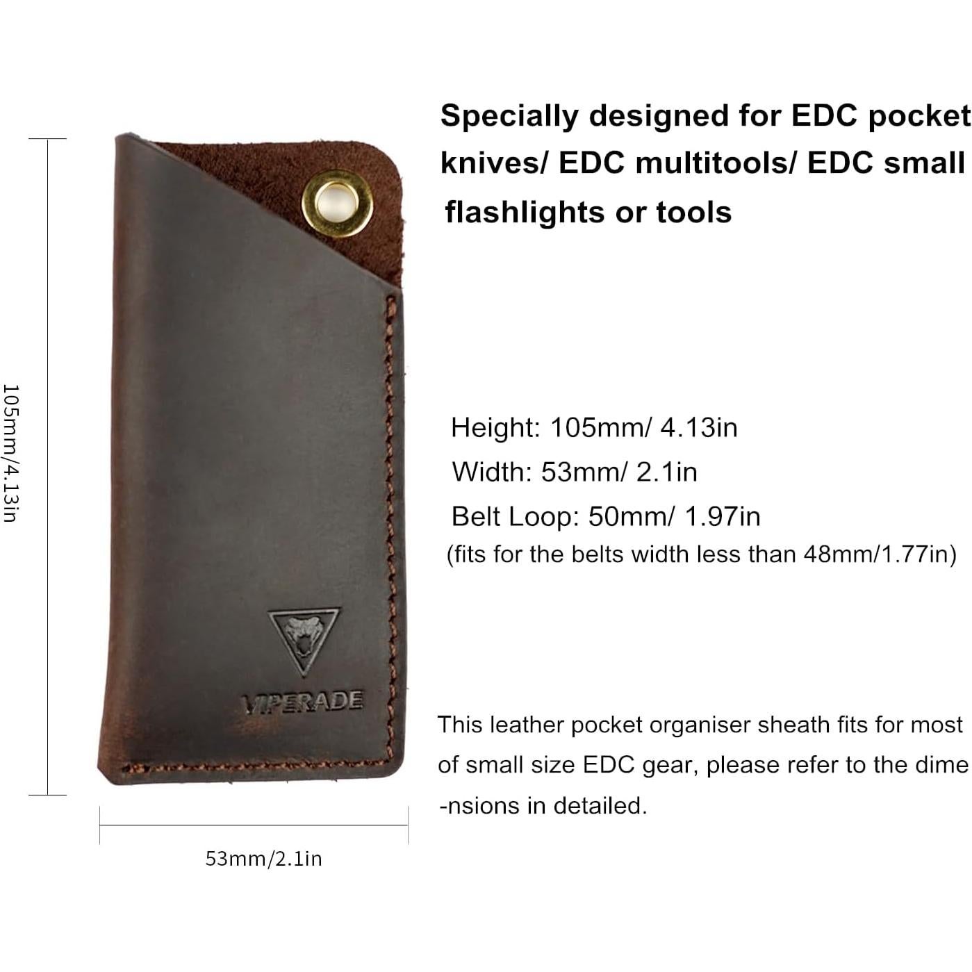 Funda de Cuero VIPERADE PJ11 para Cuchillo y Linterna Pequeña