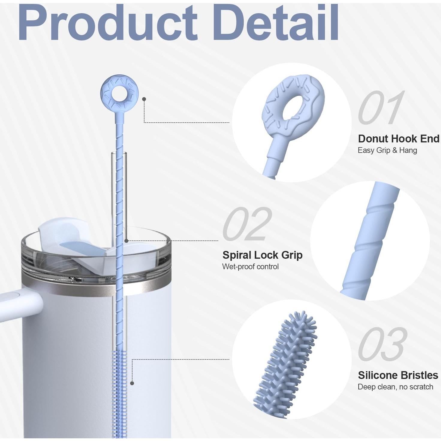Cepillo Limpiador de Pajitas de Silicona YOTIME - 2 Pcs Reutilizables