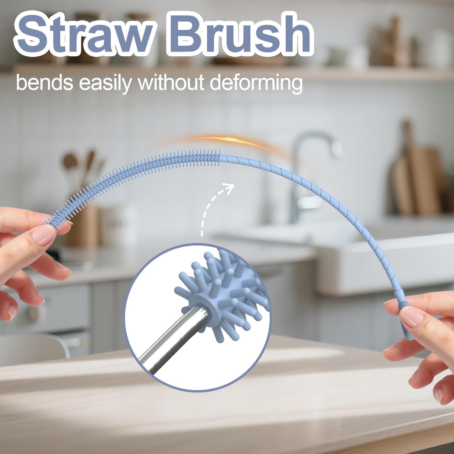 Cepillo Limpiador de Pajitas de Silicona YOTIME - 2 Pcs Reutilizables