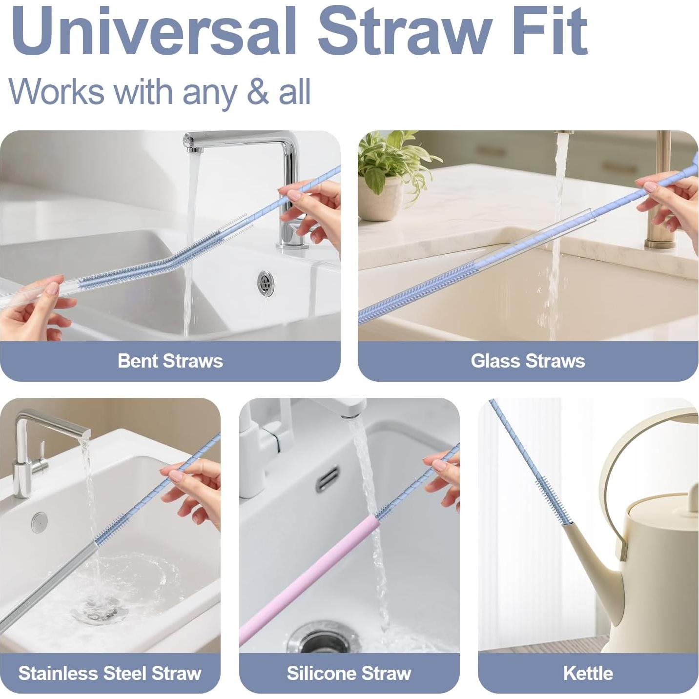 Cepillo Limpiador de Pajitas de Silicona YOTIME - 2 Pcs Reutilizables