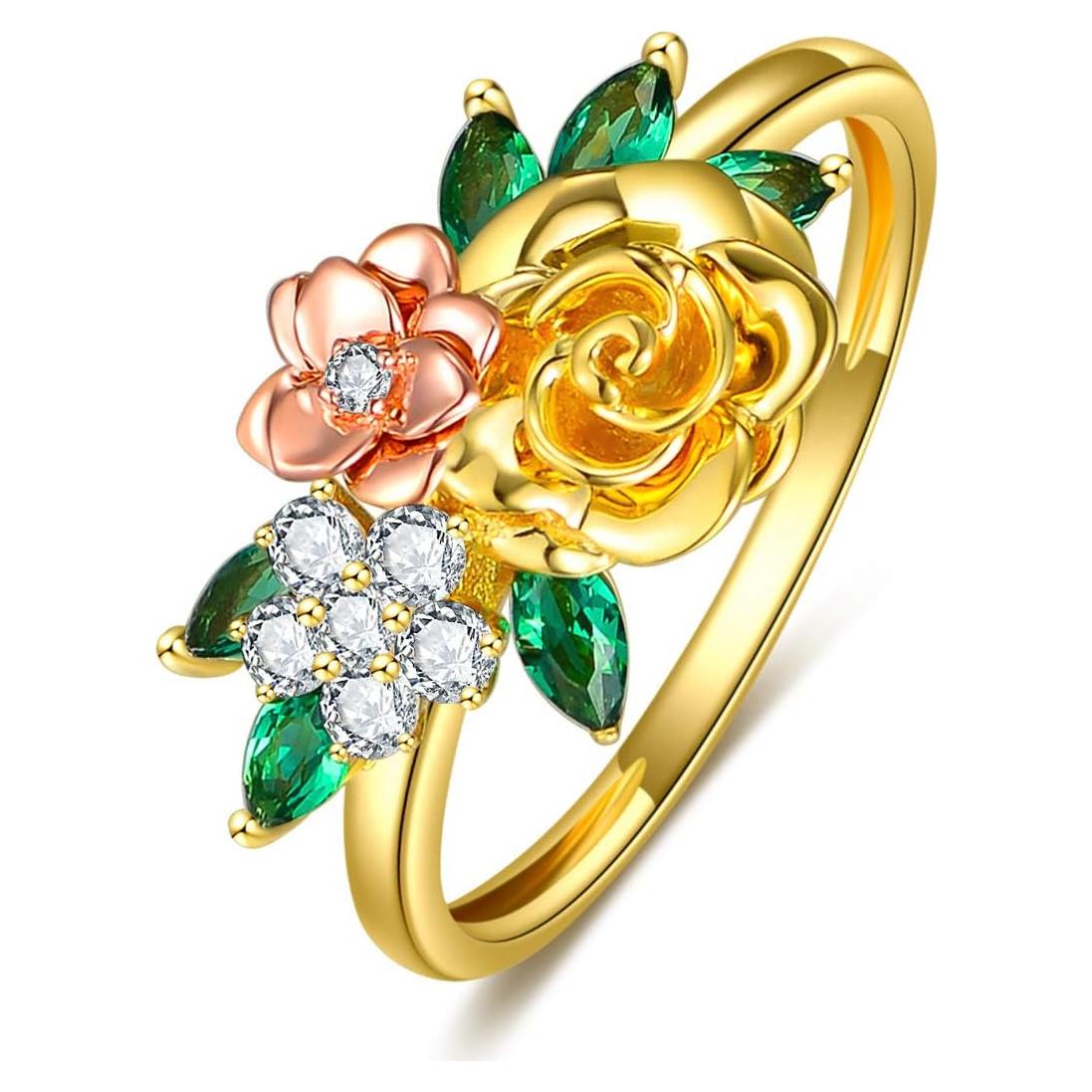 Anillo de Flores de Moissanite 10K SISGEM para Mujeres