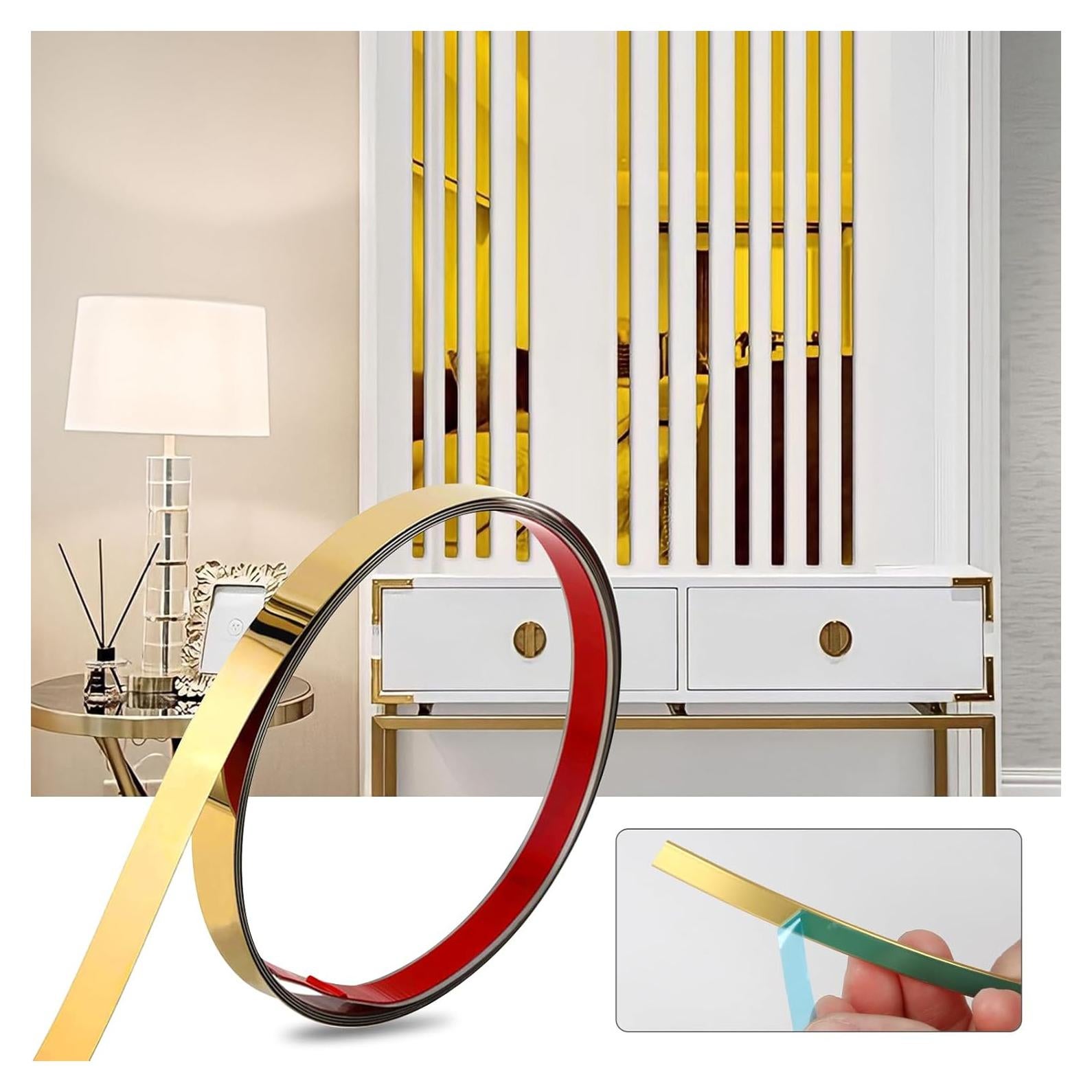 Moldura Autoadhesiva de Oro 5m x 2cm TVlifams para Decoración