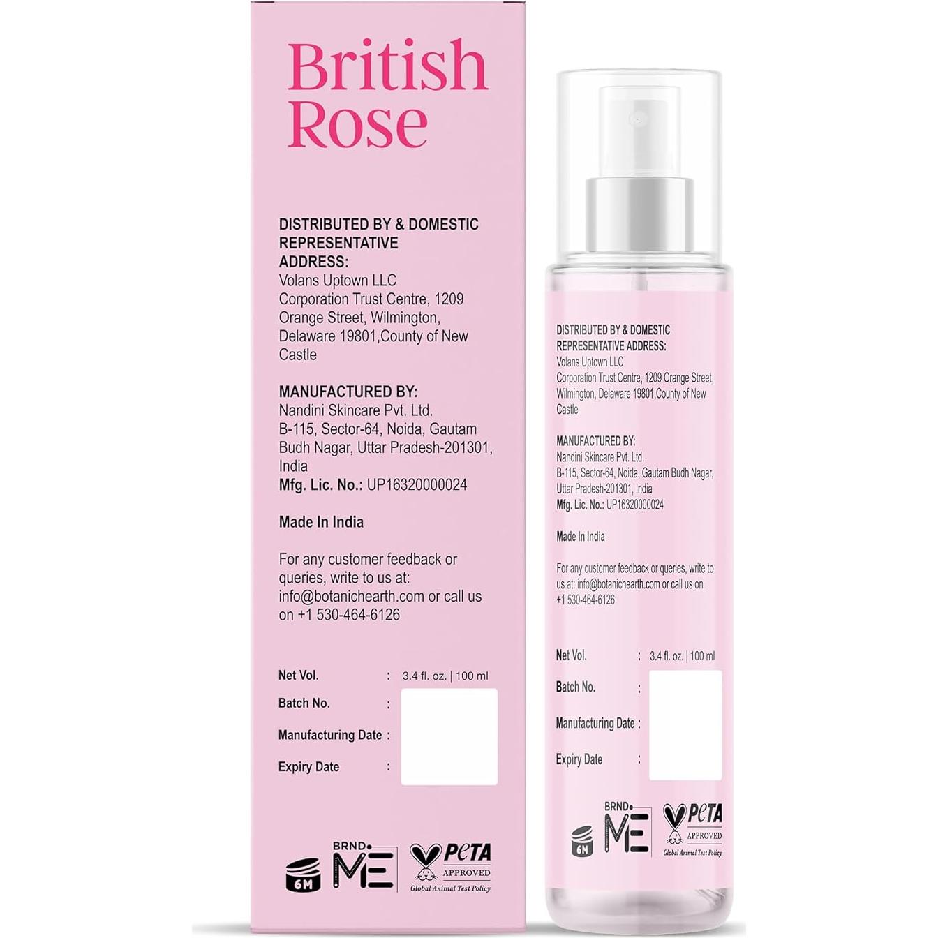 Spray Corporal y para Cabello Botanic Hearth Rosa Británica 100 ml