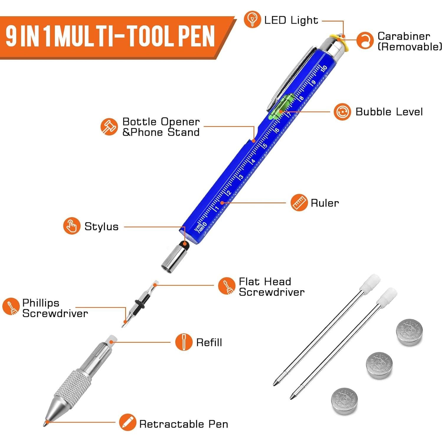 Bolígrafo Multi Herramienta 9 en 1 SAPGIF Azul
