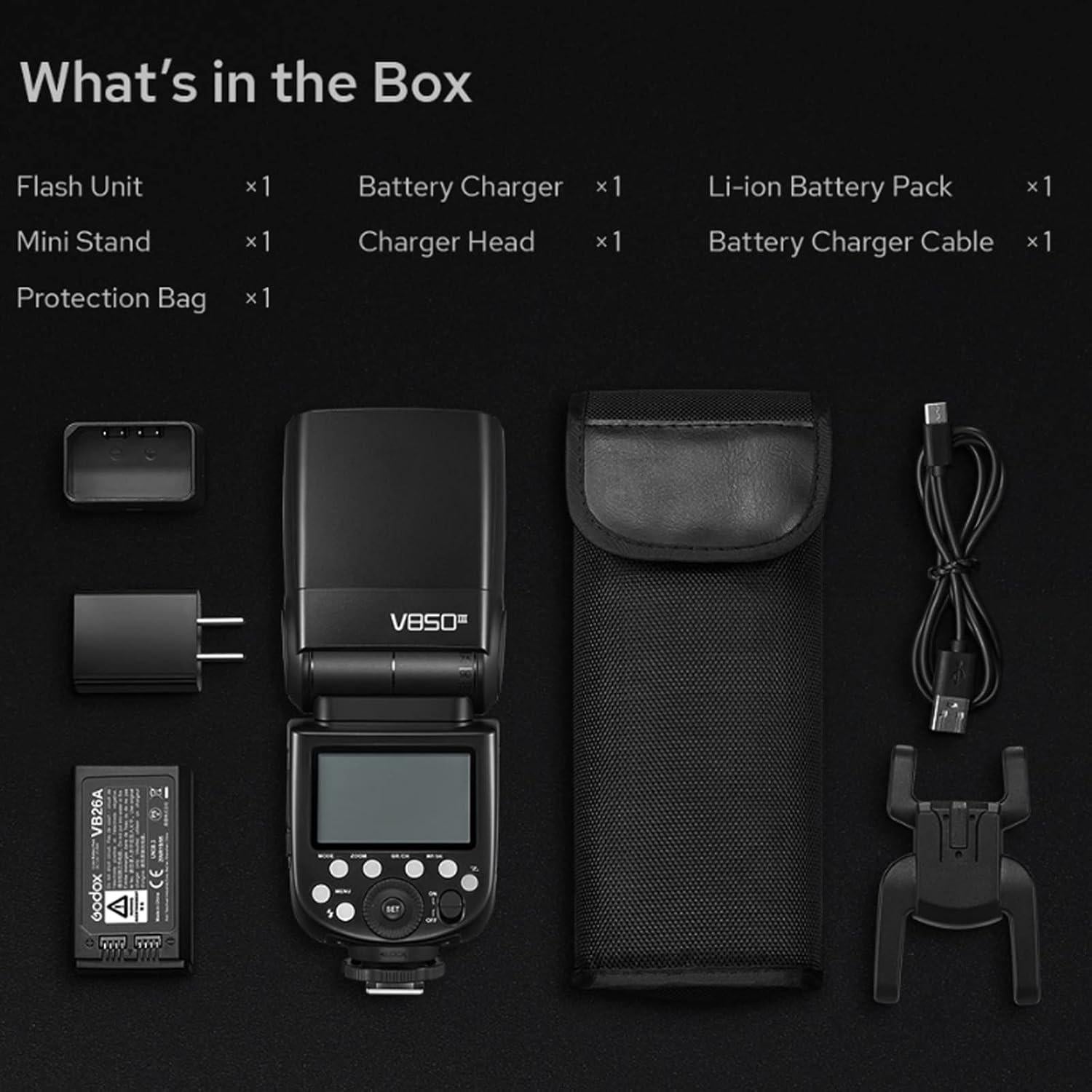 Flash Godox V850III 7.2V 2600mAh HSS 1/8000 para DSLR