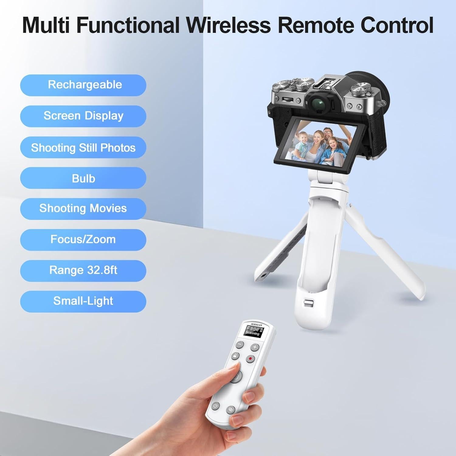 Trípode AODELAN Blanco para Fujifilm con Control Remoto Inalámbrico