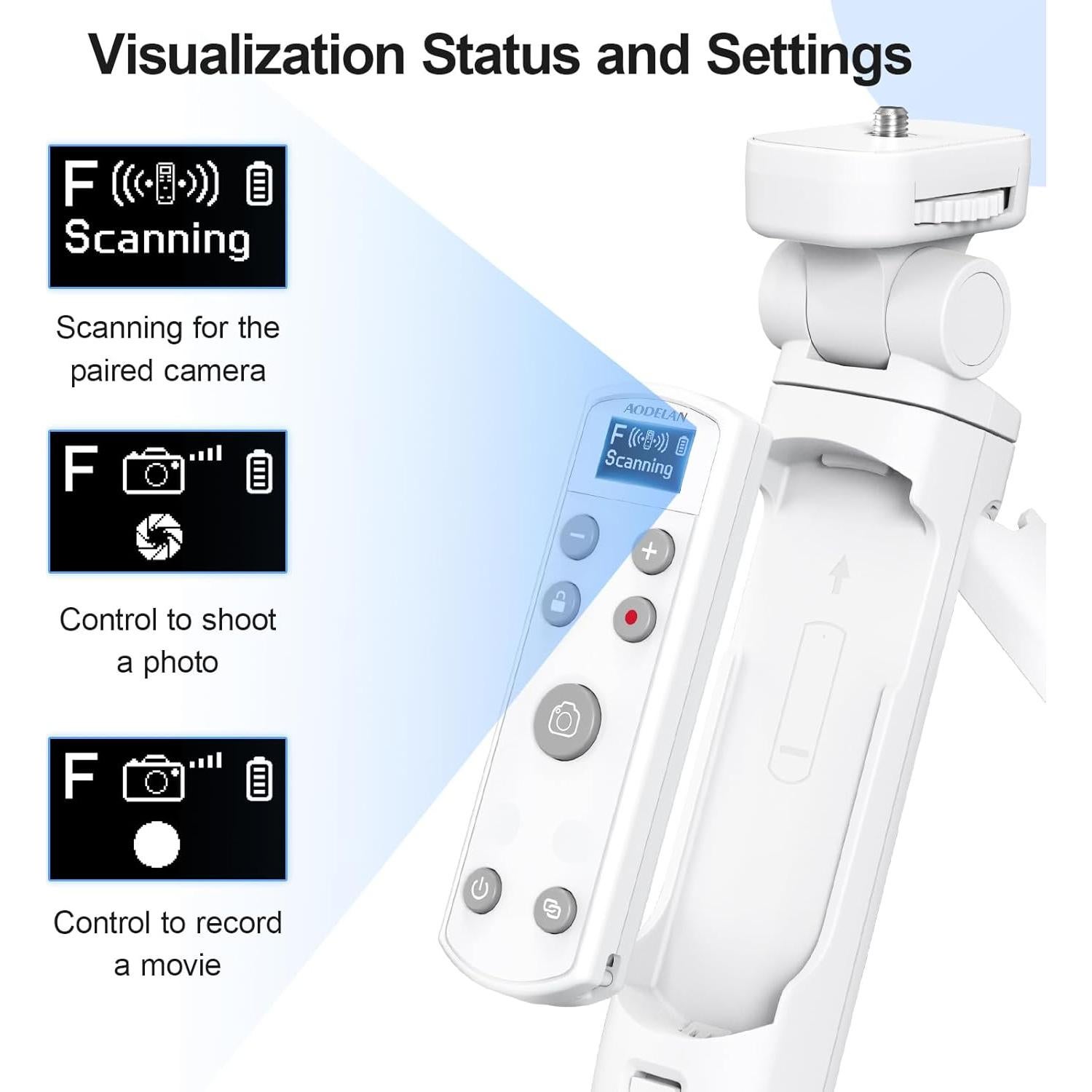 Trípode AODELAN Blanco para Fujifilm con Control Remoto Inalámbrico