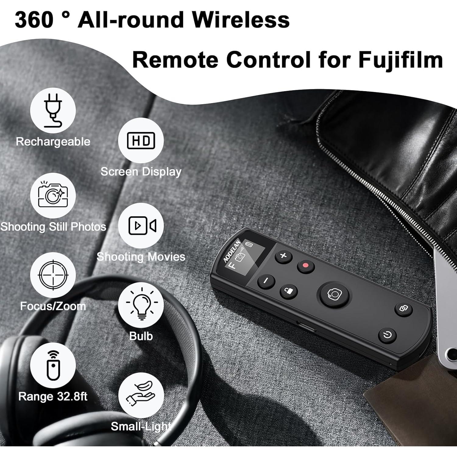 Control Remoto Inalámbrico AODELAN para Cámara Fujifilm Negro