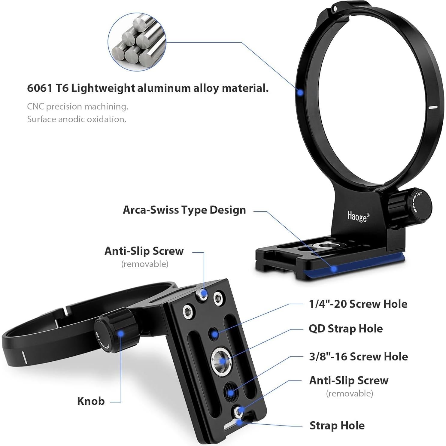 Anillo de Montaje en Trípode Haoge LMR-R720 para Lente Canon RF 70-200mm