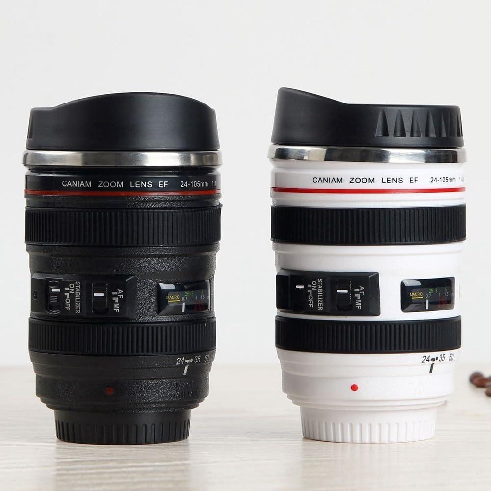 Taza de café con lente de cámara MUGEER BTY 0.4L aislada