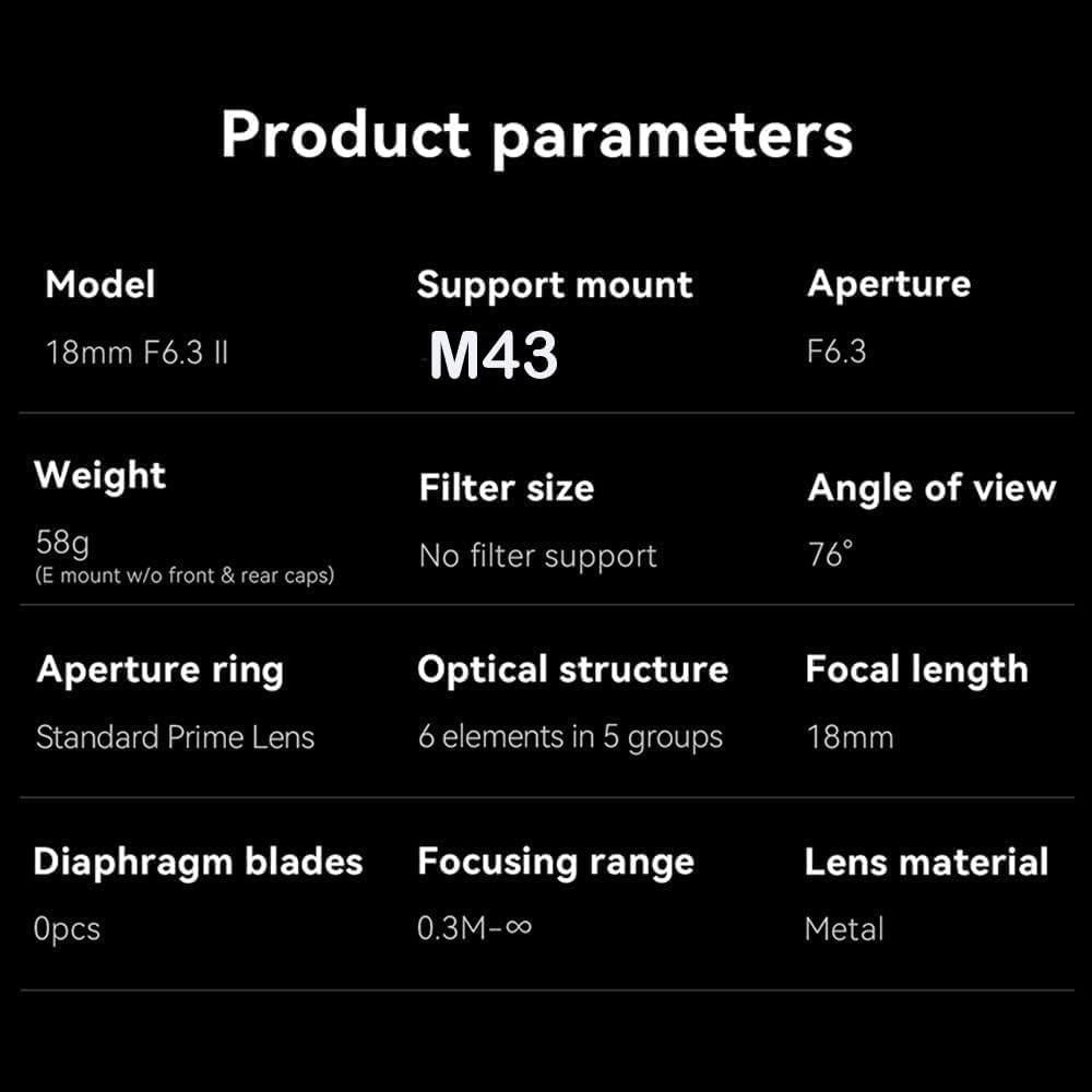 Lente 18mm F6.3 Mark II 7artisans para Montura M4/3