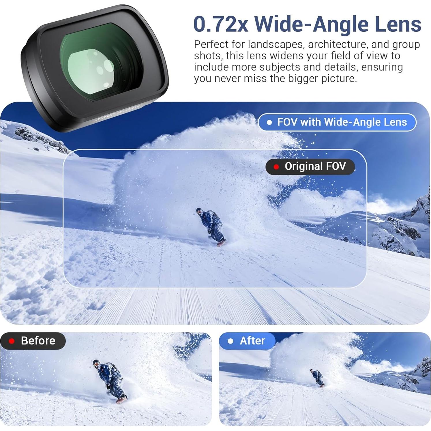 Lente Gran Angular 0.72X JJC para DJI OSMO Pocket 3